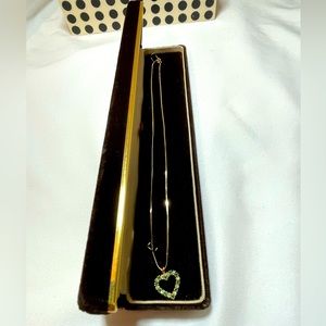 14K Gold Emerald & Diamond Necklace